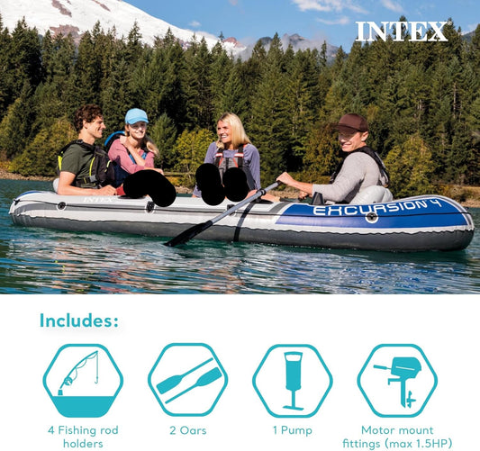 Intex Excursion 5 PLaces Bateau Pneumatique | 366x168x43 cm | pompe + 2 Rame + Sac