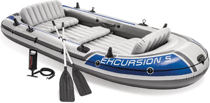 Intex Excursion 5 PLaces Bateau Pneumatique | 366x168x43 cm | pompe + 2 Rame + Sac