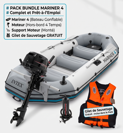 Intex Bateau Pneumatique Haute Gamme Mariner 4 places | pompe + 2 Rame + Sac