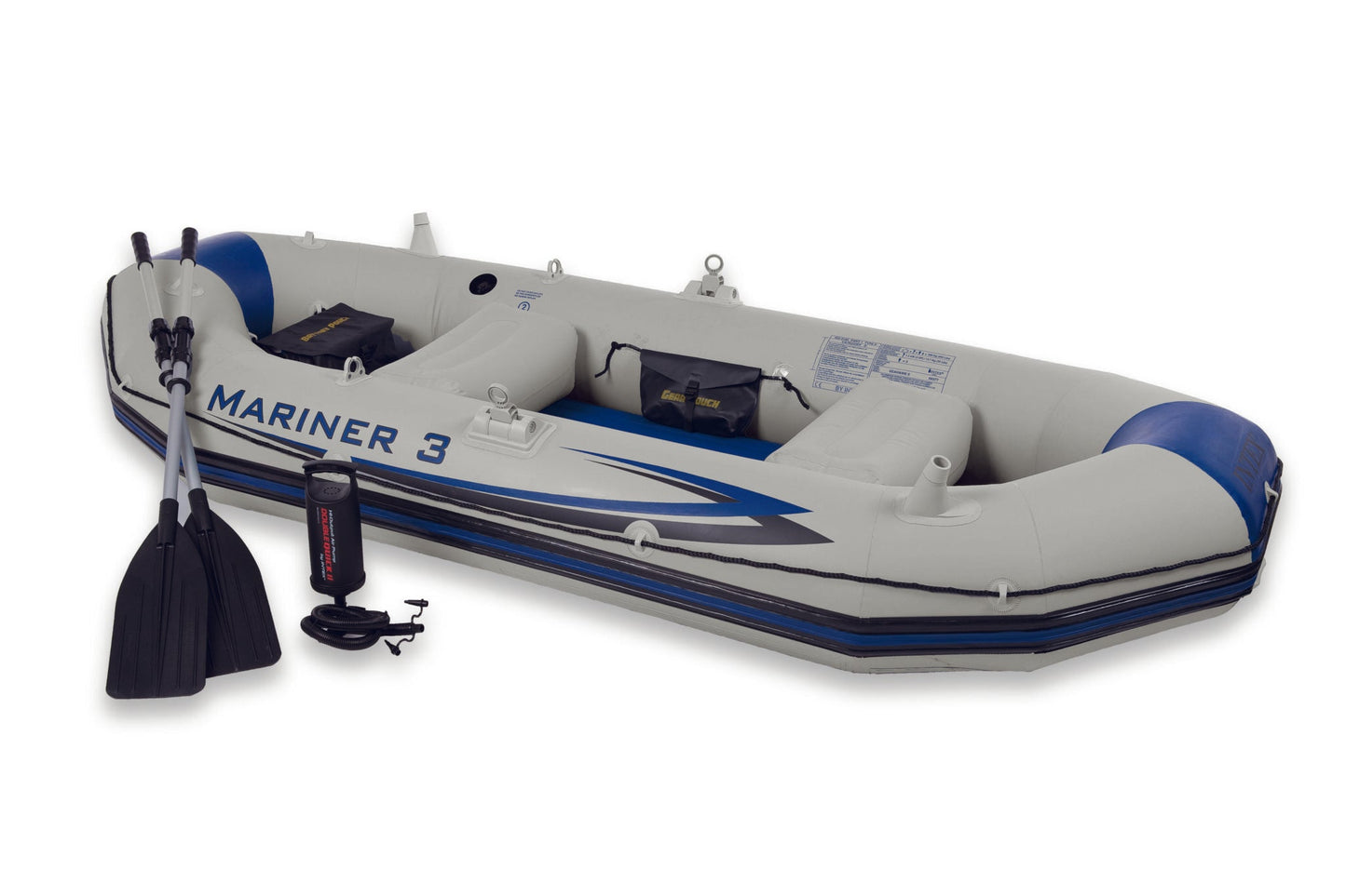 Intex Bateau Pneumatique Haute Gamme Mariner 3 places | pompe + 2 Rame + Sac